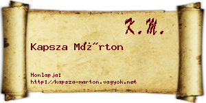 Kapsza Márton névjegykártya